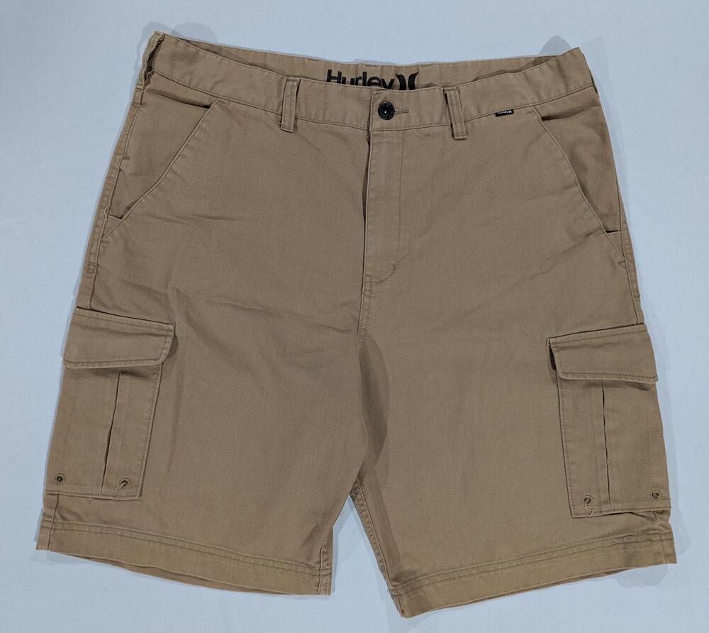 Hurley Shorts Mens 38 Beige Canvas Cargo Stretch 10 Inseam Casual Surf Skate